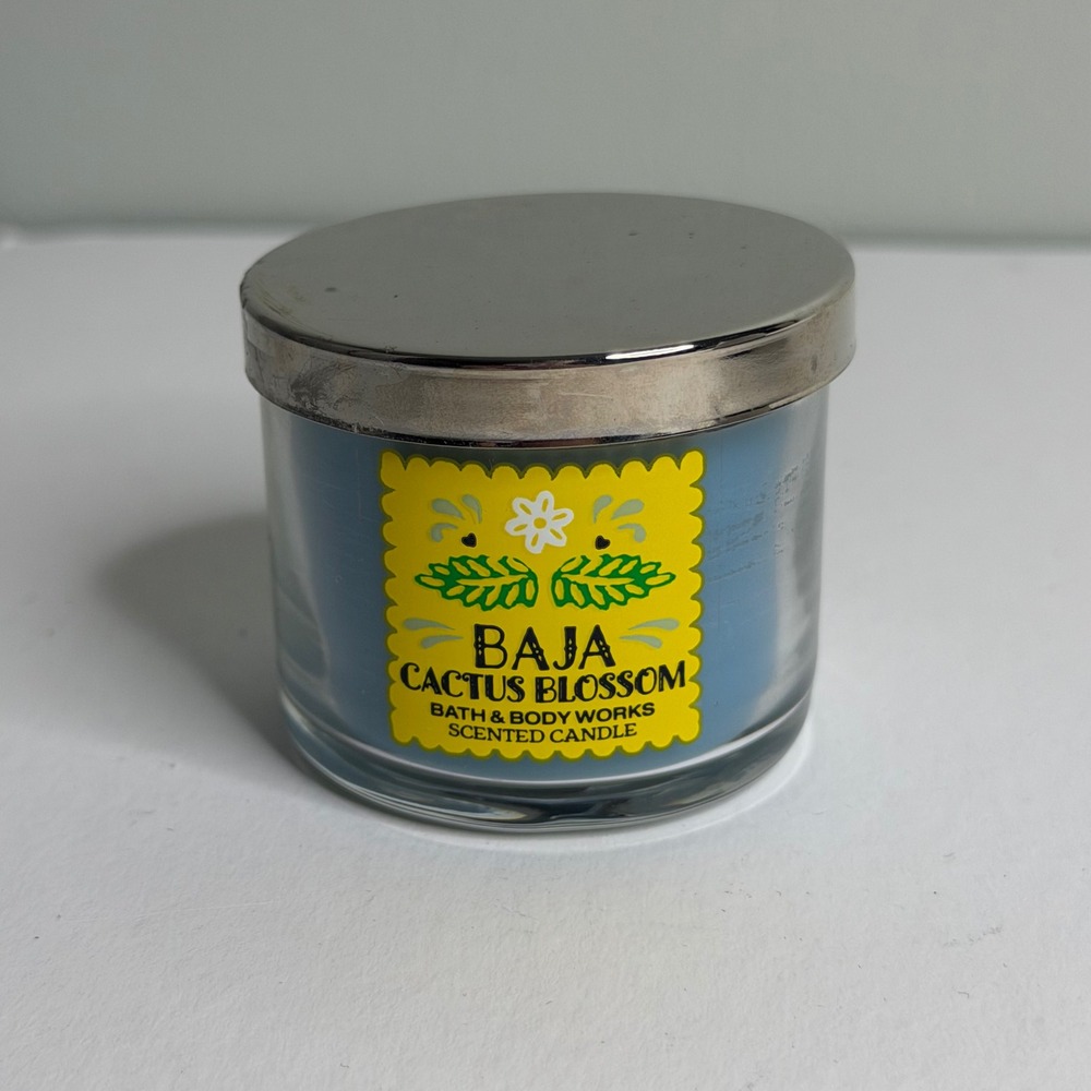 XS Bath & Body Works Baja Cactus Blossom Scented Single Wick Candle Blue Wax